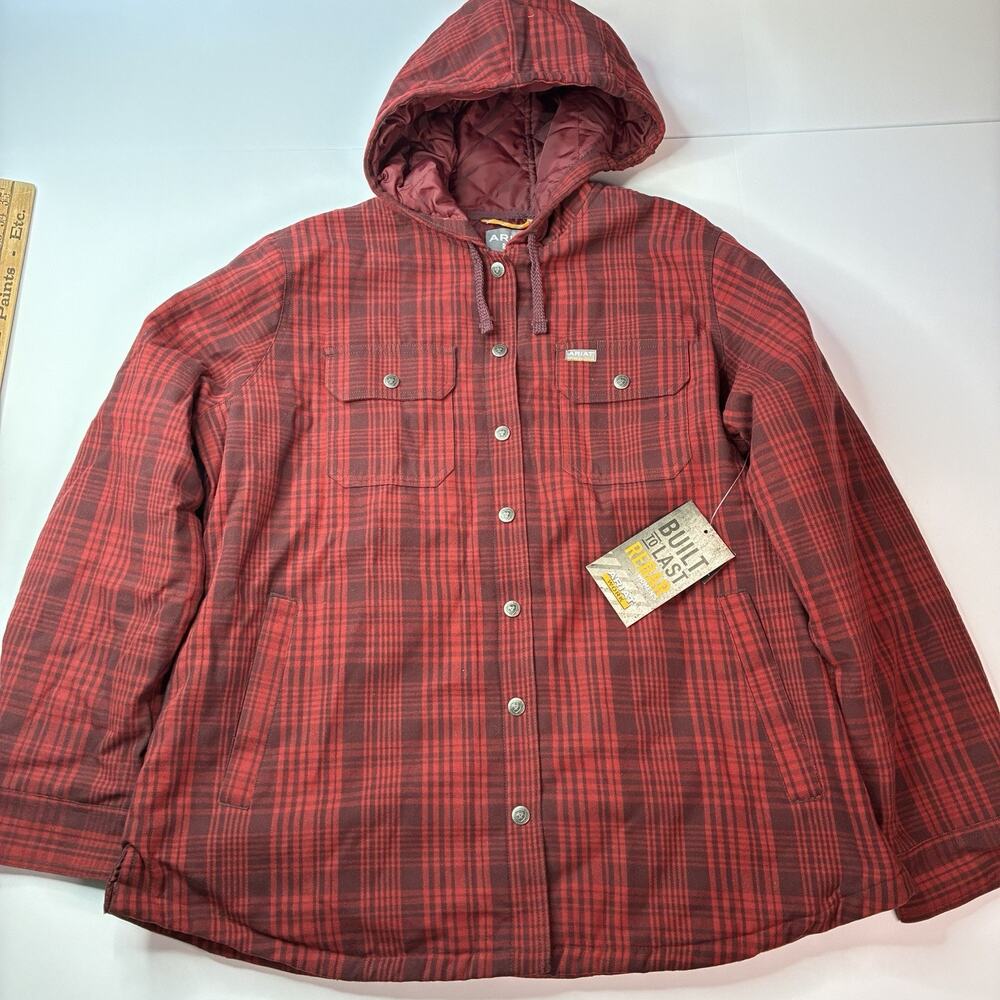 Ariat Rebar Flannel Shirt Jacket Women’s Size XL X-Large Red Rosewood Snaps NWT